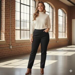 Liz Claiborne Amber Womens Black Straight Pull On Pants Comfort Stretch  18 NWT